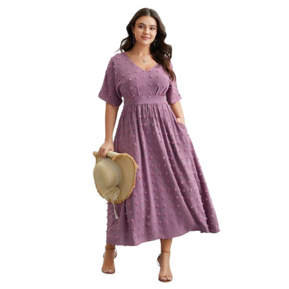 BloomChic NWT 22/24 Whimsical Lilac V-Neck Textured Midi/Maxi Dress - Picture 2 of 15